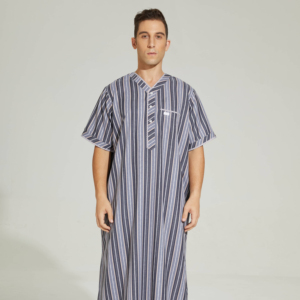 Thobe marroquí para hombres Ramadán Eid Ropa islámica Transpirable Antiarrugas Poliéster Manga corta Cuello redondo Hasta el tobillo Jubbah - Product Image 1