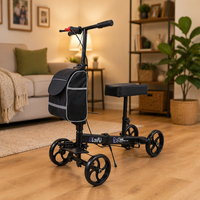 Trottinette pliable portable pour genou, chariot de mobilité confortable avec roues amortissantes, hauteur réglable pour la récupération d'un pied cassé ou de la jambe