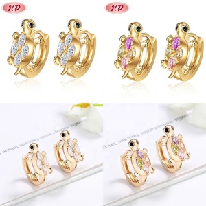 ต่างหูห่วงแบบหนีบประดับเพชรคิวบิกเซอร์โคเนียชุบทอง 18K ลายกระดองเต่า แฟชั่นเครื่องประดับขายส่งสำหรับผู้หญิง - Product Image 6