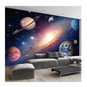 KOMNNI özel duvar bezi kozmik yıldızlı gökyüzü duvar resimleri kağıdı oturma odası TV kanepe tema otel iç dekor duvar kağıtları için 3 D