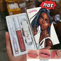 Vegan Matte Longue Durée Imperméable 3-en-1 Non-Sticker Rouge à Lèvres Huile et Lip Liner Combo Kit Emballage Rose
