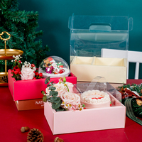 Cajas de flores de plástico transparente reciclables personalizadas de lujo con mango plegable y relieve para regalos de San Valentín de sushi