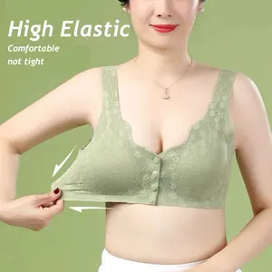 Soutien-gorge sexy en dentelle avec boucle avant pour femmes, sous-vêtements respirants <span class=keywords><strong>sans</strong></span> fil, soutien-gorge de nuit doux, lingerie grande taille pour femmes - Product Image 4