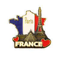 Aimant de réfrigérateur en métal personnalisé, souvenir touristique de Paris, France, autocollant magnétique personnalisé, taille moyenne, vente en gros