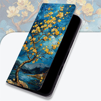Étui à rabat en cuir Lichicase avec motif floral peint à l'huile et support intégré pour Sony Xperia 1 VIII – Coque personnalisable