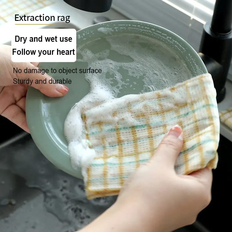 Mutfak biyobozunur tek kullanımlık ekstraksiyon olmayan dokuma temizlik bezleri emici bulaşık bezi tembel paçavra bulaşık isteyen havlu silin