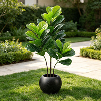 Plante artificielle OEM Ficus lyrata à feuilles de courge, grande plante verte artificielle en pot, plante d'intérieur pour la décoration paysagère de la maison