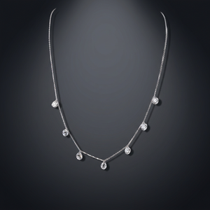 1.75 CT Round Cut Lab Grown Diamond Drop <b>Choker</b> Necklace 925 Sterling Silver 7 Stone Dangle Charm Station <b>Women</b> Bridal Fine Gift - Product Image 2