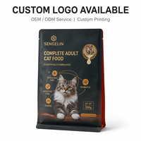 Sacs pour aliments pour chats à fond plat, fournisseur en gros, emballage refermable à fermeture éclair