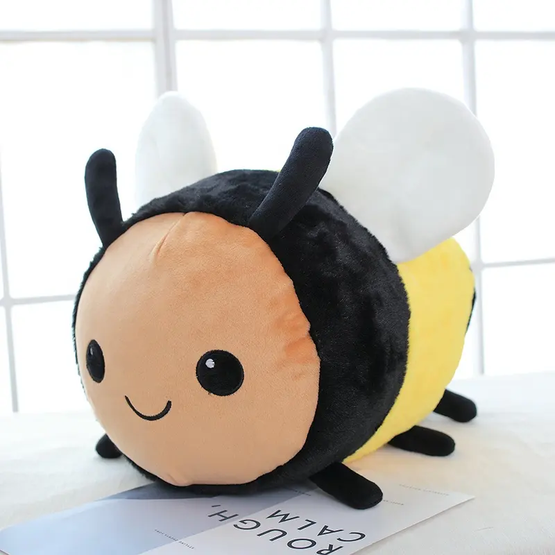 Stok 20 Cm Mainan Lembut Lebah Kustom Pola Kartun Promosi Boneka Serangga dengan Logo Kustom Plush Bumble Bee