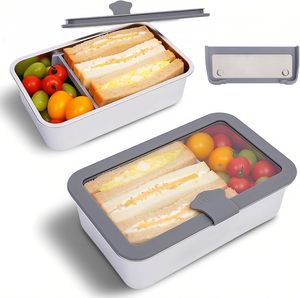 Boîte à lunch bento en acier inoxydable LIHONG pour adultes, récipient de stockage alimentaire anti-fuite, 42 oz/125 L, couvercle en verre, compatible micro-ondes et lave-vaisselle - Product Image 2