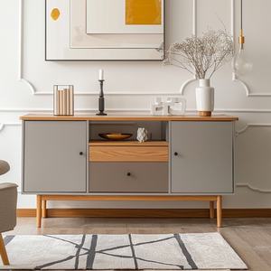 Armoire latérale moderne et contemporaine Armoire de rangement rectangulaire en bois de 58 pouces - Product Image 3