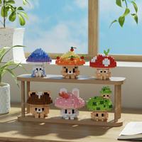 Mini blocs de construction, modèle d'assemblage de lapin champignon mignon, ornement de bureau de dessin animé