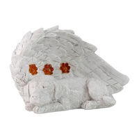 Statue commémorative pour chien en résine, chiot endormi peint à la main avec des ailes d'ange, figurine de jardin pour la commémoration, cadeau de condoléances pour la perte d'un animal de compagnie