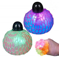 Boules de pâte anti-Stress en maille de raisin, à LED, avec paillettes, jouet sensoriel pour le soulagement du Stress, pour Autis