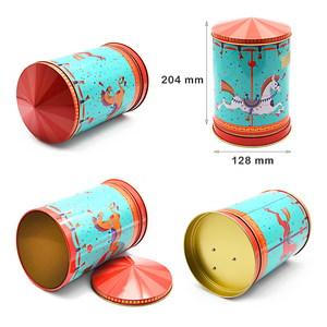 Bocal métallique personnalisé Merry Go Round pour aliments Boîtes à bonbons et biscuits Carrousel Boîte musicale rotative pour cadeau de Noël - Product Image 4