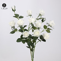Décor floral mural en tissu de soie artificielle 5D, rose douce, fait main, haut de gamme, style naturel blanc, 76 cm, pour mariage et fête nuptiale