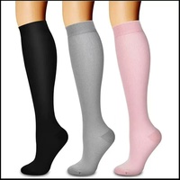 Chaussettes de compression premium pour femmes, mode automne, hauteur genou, tricotées en nylon, avec bordure et design ergonomique, pour infirmières et soutien pendant la grossesse
