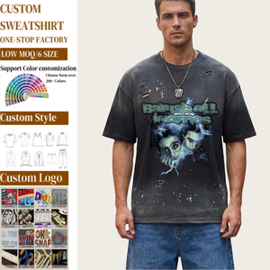 Camisetas TKAN434 al por Mayor del Fabricante, Camisetas Lisas con Lavado Ácido, Estilo Vintage Desgastado, Logotipo Personalizado, Algodón de Alta Calidad, Camisetas Gruesas - Product Image 1