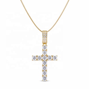 Collana con Ciondolo a Croce Vintage <span class=keywords><strong>in</strong></span> Ottone Placcato Oro 14k, Gioielli Eleganti per Donne Gemnel - Product Image 1