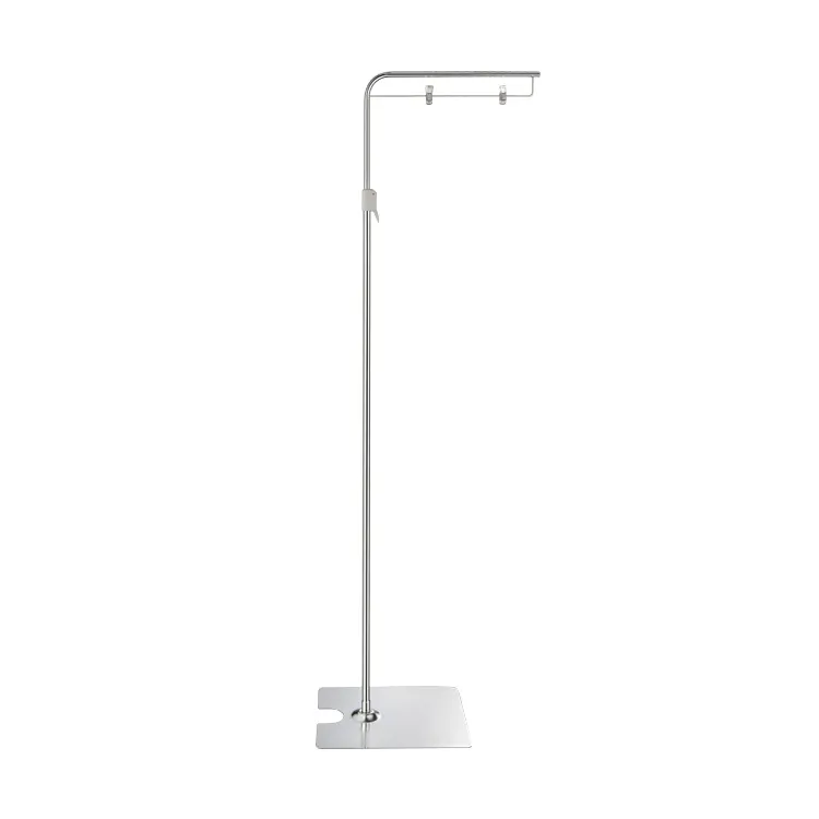 L Shaped Poster Display Stand Floor Type H210m W39cm Stainless Steel POP Customization Supermarket Mall