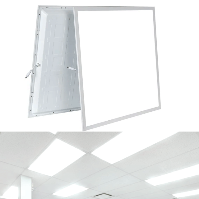 2x4 LED Flat Panel Light Drop Ceiling Fixture 600x600 48W 100lm/W Ra80 PF>0.9 Isolated Driver Flicker Free Anti-Glare IP44