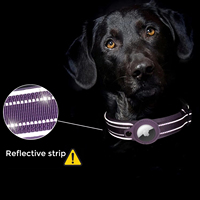 Collier Réfléchissant et Imperméable en Nylon Réglable pour Chien et Chat avec Support AirTag, Étui Anti-Perte pour Traceur GPS Apple AirTag, Collier pour Animaux de Compagnie