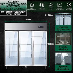 Réfrigérateur vertical 3 portes pour légumes et fruits, en acier inoxydable, équipement de réfrigération profonde pour cuisine commerciale - Product Image 2