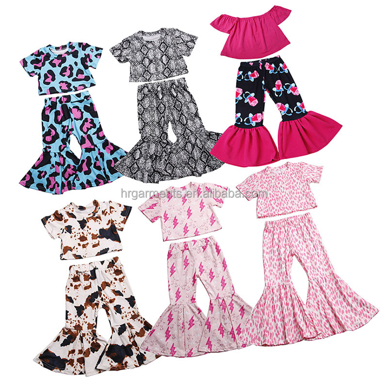 Оптовая продажа, Заводская поставка, комплект из 2 предметов для девочек, укороченный топ для малышей, брюки с молочным шелковым подолом, комплект одежды, летняя детская одежда