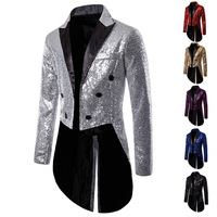 Costume décontracté pour homme, style smoking, en polyester, avec paillettes, design tendance, pour banquets, boîtes de nuit et spectacles, commerce transfrontalier, en stock