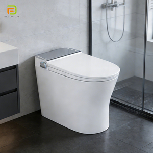 WC intelligent moderne automatique avec bidet intégré, à poser au sol, en céramique, avec télécommande - Product Image 1