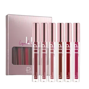 Pudaier Matte Parelmoerspiegel Hydraterende Lipgloss Europese En Amerikaanse Make-Up Hot-Selling 6-kleuren Lip Glazuur Lip
