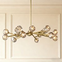 Lustre LED à hauteur réglable en forme de goutte de cristal avec télécommande, éclairage à intensité variable, CRI élevé 90, décoration suspendue au plafond ronde