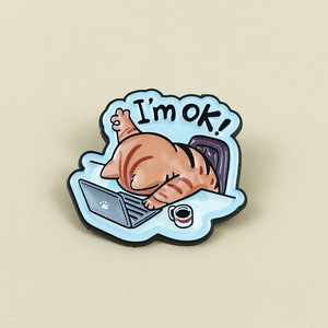 Broche chat amusant de dessin animé, design mignon et drôle, avec <span class=keywords><strong>phrase</strong></span> courte en anglais, accessoire pour vêtements et sacs à dos, badge en alliage effet goutte d'huile - Product Image 4