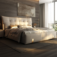 Lit Queen en cuir de luxe italien 1.8m Lit double simple et moderne avec rangement atmosphérique haut de gamme pour le lit de la chambre principale de mariage