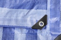 Bâche PE imperméable rayée bleue et blanche de haute qualité 80/90 g/m² pour camping, plusieurs tailles disponibles