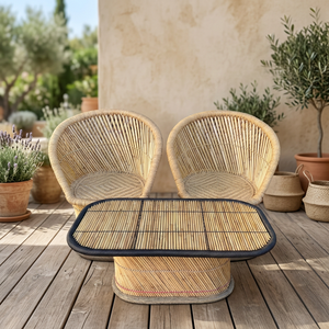 Taburete Otomano de Bambú de Alta Calidad, Multicolor, Diseño Japonés Moderno, con Cubierta de Cuero PU Extraíble, para el Hogar y Apartamentos - Product Image 2