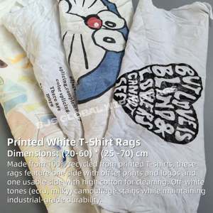 Solución Económica de Algodón de Alta Calidad para Limpieza Industrial: Trapos de Camiseta Blancos Impresos para Limpieza de Grandes Espacios - Product Image 2