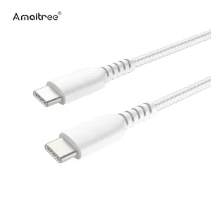 Amaitree kabel pengisi daya Cepat 60W PD, kabel pengisi daya 3A tipe-c USB mikro Kombo Android bahan nilon kepang ponsel Mobil
