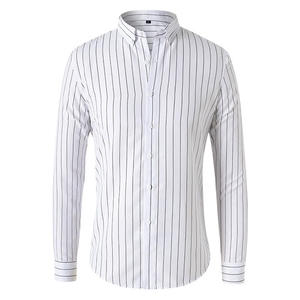 Camisa de Negocios a Rayas para Hombre, Servicio OEM - Camisa de Trabajo de Manga Larga con Cuello Camisero para Primavera, Camiseta Informal de Oficina (Venta al por Mayor) - Product Image 3