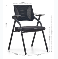 Chaise de formation ergonomique moderne, confortable, pliable et empilable, avec dossier en maille PP, coussin en mousse moulée et accoudoirs, pour chambre, maison et bureau