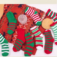 Chaussettes de Noël et du Nouvel An pour femmes, douces, moelleuses, chaudes, amusantes, confortables, à rayures, en gros
