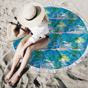 Toalla de playa redonda floral con flecos microfibra flor libre de arena círculo grande manta de playa tiro redondo baño <span class=keywords><strong>piscina</strong></span> <span class=keywords><strong>tapiz</strong></span> - Product Image 2