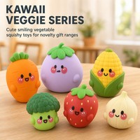 Jouet Squishy Aubergine Kawaii, Balle Anti-Stress Mignonne en Forme de Légume, Décoration de Bureau