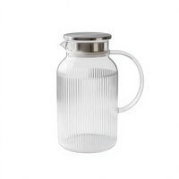 Carafe en verre borosilicate faite à la main avec couvercle, résistante à la chaleur, moderne et transparente, pour boissons chaudes et froides