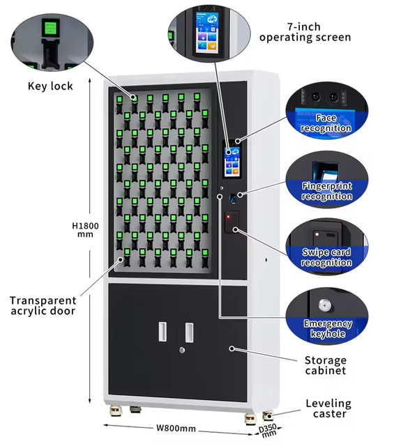 Company Vehicle Automated Management System Tracking Functionality Wall-mounted RFID Smart Key Storage Lockers