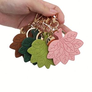 Lucky Charms PU Leather Light Keychain Stylish Bag Charm Key Chains Leaf Shape <b>Keyring</b> Pendants - Product Image 2