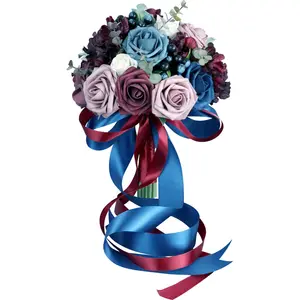 SPH038 matrimonio in stile europeo sposa che tiene fiori simulato vino rosso blu reale sposa Bouquet di fiori