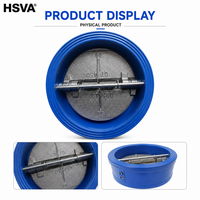 Clapet anti-retour manuel à double plaque en fonte ductile HSVA, type Wafer, GGG50 PN16, à ressort, compact, double disque, pour système de canalisation d'eau