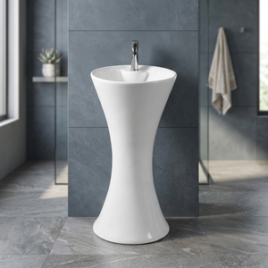Coronis Red Ceramic Full Pedestal Wash Basin Modern European Design Bathroom Sanitary Ware - Product Image 5